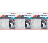 Clavo autoadhesivo tesa sujecion hasta 0,5 kg uso paredes pintadas removible blister de 2 unidades (Paquete de 3)