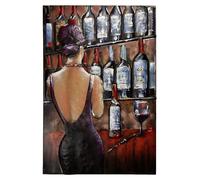 Clayre & Eef, pintura metálica, 80x120 cm, color rojo, figura de una mujer en metal