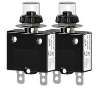 CLDIY Disyuntor térmico 98 Serie 20 A 125/250 VAC botón reinicio para interruptor de circuito con terminales de conexión rápida y cubierta impermeable 32 VDC, 2 unidades