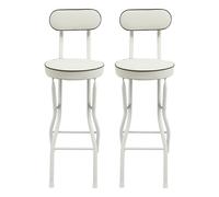 CLEADONG Juego de 2 taburetes plegables con respaldo, sillas de bar plegables, taburete de pie plegable, capacidad de carga de 125 kg, 65 cm de altura, trona plegable, para cocina, bistró (blanco)