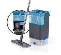 CLEANmaxx Confort Mopp DuoTank - Mopa con depósitos Desmontables, fregona con 100% Agua Fresca y Sucia separada higiénicamente | Zonas de Lavado y Secado | Mango de 132 cm, Incluye 2 paños de