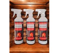 Cleanprince 3x 0,5 Litro Limpiador Cristal Chimenea 500ML Horno Hollín Vidrio de Glas Estufa Detergente Limpieza