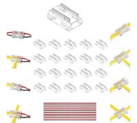Clearchill 10 mm 2pin 20pcs 8 - in - 1 LED Strip Connector cob press, 8 tipos, sin fisuras, ultradelgado, recto, angular, para conectores de línea, para 5v 12v 24v LED Strip