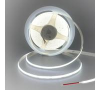 Clearchill 12v 8mm de ancho cob 480 LED strip light, desnudo (sin fuente de alimentación), 16,4 pies / 5 m, blanco brillante 6500k, 480 LED/m, cri90, panel galvanizado de doble cara, IP20，11W/m