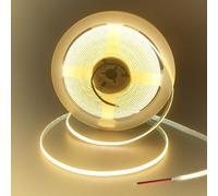 Clearhill 12V 5mm ancho COB 400LED tira luces con alambre desnudo (sin fuente de alimentación), 16.4FT / 5M, blanco cálido 3000K, 400LEDs / M, CRI90, panel electrochapado de doble cara, 10W / M