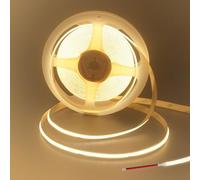 Clearhill 24V 8mm ancho COB 480LED tira luces con alambre desnudo (sin fuente de alimentación), 16.4FT / 5M, blanco cálido 3000K, 480LEDs / M, CRI90, panel electrochapado de doble cara, 11W / M
