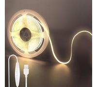 Clearhill 2PACK 5V USB COB luces de tira led con interruptor dimmable, 16.4FT / 5M, blanco natural 4000K, 320LEDs / M, ancho de 8mm, no impermeable IP20, cable de interruptor USB 1.5M