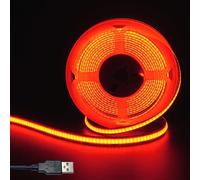 Clearhill 5V USB COB led tira de luces, rojo, ancho de 8mm 320LEDs / m, 8W / m, CRI90, 9.84FT / 3M, tira de luz de panel doble galvanizado, IP20 impermeable