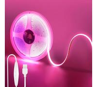 Clearhill 5V USB COB luces de tira led con interruptor dimmable, 9.84FT / 3M, rosa, 320LEDs / M, ancho de 8mm, no impermeable IP20, cable de interruptor USB de 1.5M