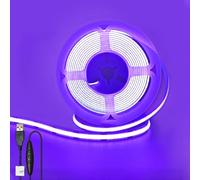 Clearhill Tira LED COB USB 5 V regulable, violáceo, 8 mm, 320 LED/m,8 W/m,CRI90,2 m/6,56 ft,panel de doble lado electrochapado, IP20, decoración interior