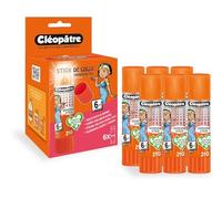 Cléopatre - Cléostick Adhésive - 6 Barras de Pegamento Transparente - Ideal para Trabajos Escolares a partir de 6 Años - Aplicación Fácil y Precisa - Sin Disolventes - 6x21g