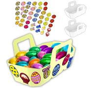 Cléopâtre - Kit de cestas de Pascua para decorar - Juego de 2 cestas de cartón para decorar, 60 gomas de Pascua - Ocio creativo infantil