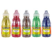 Cleopatre - PP250x5B - Pack de 5 frascos de pintura al agua, con purpurinas, 250 ml, colores secundarios