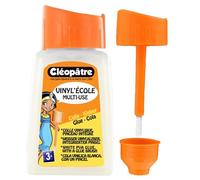 Cléopatre - Vinyl'école - Pegamento Vinílico, con Pincel Incluido - Blanco y Espeso, Multimateriales, A partir de 3 Años/Infantil - Sin Disolventes, Limpieza con Agua - Bote 80g