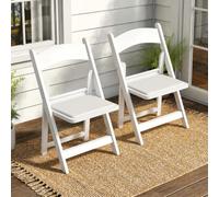 Clevich Pack de 2 Sillas Plegables, Apilables en Resina, Capacidad de Carga Máxima 200 kg, Resistentes y Duraderas, Ideal para Invitados, Cocina, Camping, Uso Interior y Exterior, Blanco