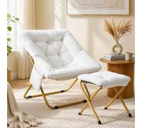 Clevich Sillón de relax con taburete, silla de platillo plegable