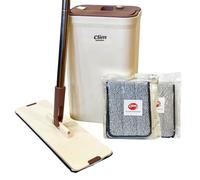 Clim Profesional Magic Mop - Mopa para Fregar con Cubo Autolimpiable.2 Recambios de Microfibra Lavables.Mango Acero Inoxidable.Empuñadura Antideslizante.Fregado de Suelos de Mármol,Madera,PVC,Muebles