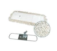 Clim Profesional Mopa Industrial Plana Algodón 15x60CM y Bastidor Metálico. Limpieza Profesional en Grandes Superficies. Barrido de Suelos. Elimina Polvo y Suciedad. Muy Resistente. Tamaño 60CM