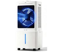 Climatizador Evaporativo 25L con Modo Silencioso 30dB, Enfriador de Aire Portátil para Dormitorios, Alcance 10m, con 4 Cajas de Hielo