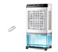 Climatizador Evaporativo 40L, 3500 m³/h Ventilador De Torre Portátil, Enfriador de Aire con Mando a Distancia, Temporizador 7.5H, 2 Acumuladores de Hielo, Oscilación 120° para Hogar