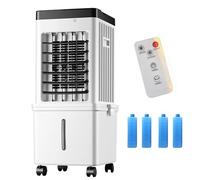 Climatizador evaporativo Bajo Consumo 3 en 1, Enfriador de Aire Evaporativo Portátil, Humidificador, Pantalla LED, Ventilador, 65W, 3 Velocidades, 15L, Control Remoto, 7.5H Timer