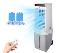 Climatizador Evaporativo Portátil con 3 Velocidades y 3 Modos, Temporizador 1-12h, Depósito 25L, Silencioso y Eficiente para Hogar y Oficina