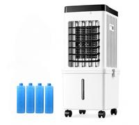 Climatizador Evaporativo Silencioso 15L, Aire Acondicionado Portátil Sin Tubo, Temporizador de 7,5 Horas, 3 Velocidades, Enfriador de Aire para Hogar, Dormitorio y Oficina