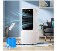 Climatizador Portátil con Depósito de Agua 12L, Enfriador de Aire Evaporativo 3 en 1 con 4 Ruedas, 3 Modos y Temporizador para Hogar, Oficina, Jardín, Terraza