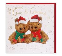 Clintons: Teddies In Hats & Scarf's Gran & Grandad Tarjeta de Navidad