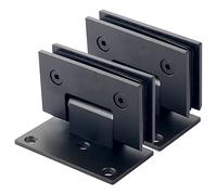 Clip para puerta de cristal，Bisagra de pinza，Bisag 2 bisagras de puerta de vidrio de acero inoxidable 304, abrazadera de vidrio de baño de un solo lado negro mate de 90 °, bisagras de puerta de ducha