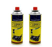 Clipper Cartuchos de Gas Butano 400ml para Hornillos y Quemadores, Compatible con la Mayoría de Hornillos de Camping (2 Cartuchos)