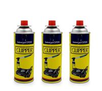 Clipper Cartuchos de Gas Butano 400ml para Hornillos y Quemadores, Compatible con la Mayoría de Hornillos de Camping (3 Cartuchos)