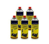 Clipper Cartuchos de Gas Butano 400ml para Hornillos y Quemadores, Compatible con la Mayoría de Hornillos de Camping (5 Cartuchos)