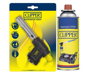 Clipper - Pack Profesional de Soplete de Cocina: Cabezal y Cartucho de Gas CLP de 227g con Llama Ajustable, Ideal para Flambeado de Postres KIT SOPLETE CLIPPER