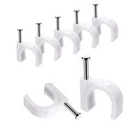 Clips de Cable, 10 mm 100 Piezas Clips de uñas Fuerte Duradero Blanco Redondo tachas de Cable, Cable de Pared de Alambre ordenado Titular Clip de gestión de Cables Pines