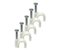 Clips de cable redondos blancos con clavo de fijación K-Type 50pcs (6mm)
