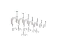 Clips para cables, Clavo de acero con clip for cable redondo blanco de 4 mm a 50 mm 100 piezas(Round 18mm)