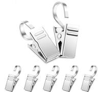 Clips y ganchos para cortinas de acero inoxidable Ibzenoa®, 50 unidades – Pinza de 1,8 cm | Longitud total de 3,3 cm, resistentes a la corrosión, abertura dentada para cortinas, decoración y fotos