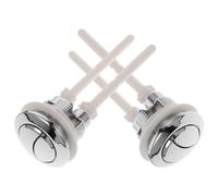 CLISPEED 2 Piezas Botón Pulsador Doble, Cabeza Redonda | ABS Negro Plata, Acabado Electrochapado Brillante, Ajuste, Instalación Sencilla para Baño