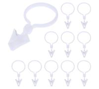 CLISPEED 80 Piezas Anillos para Cortina con Clips Pinzas para Cortinas de Baño Color Blanco Diseño Ajustable Accesorios Prácticos para Hogar y Ducha