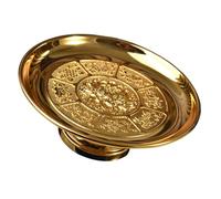 CLISPEED Cuenco de Pedestal Dorado Diseño Compacto Estilo Retro de Aleación Bandeja de Frutas para Templo para Ofrendas y Suministros Budistas