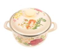 CLISPEED Olla de Cocina Esmaltada Vintage con Doble Asa y Tapa Resistente al Calor y Fácil de Limpiar para Estofados Varios estilos