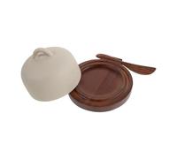CLISPEED Plato de Cerámica con Base de Madera y Cuchillo, Mantiene Fresco el Queso o Untable con Tapa Protectora para Desayunos Elegantes
