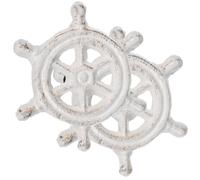 CLISPEED Tiradores de Hierro Fundido para Armario y Cajón, 2 Piezas, Blancos, Estilo Marinero, Diseño Náutico para Muebles del Hogar