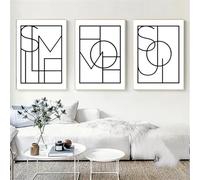CLJKDX 3 piezas-Póster Abstracto en Blanco y Negro Sobre Lienzo Arte Geométrico Minimalista Impresión de Estilo Nórdico Cuadro para Pared Decoración de Sala de Estar y Oficina-40x60cm (sin marco)