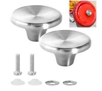CLKE Juego de 2 manijas de repuesto para horno holandés para Lodge, pomos de tapa de sartén de 5,1 cm, asas de tapa de acero inoxidable, cubierta de perilla de repuesto, mango de olla para Le Creuset,