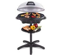 Cloer 6789 Barbacoa Eléctrica con Soporte, Grill Exterior con Termómetro Integrado, Antiadherente, 2400 W, Superficie 38,5 x 52,5 cm, Ahorro de Espacio