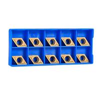 Cloimei 10PCS DCMT11T304 HM YBC251 Insertos de carburo CNC Herramientas de torneado de torno premium para mecanizado de acero inoxidable Cuchillas de carburo recubiertas de oro de