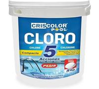 Cloro Multifunción 5 y 10 Acciones Criscolor - Pastillas para Piscinas con Acción Alguicida, Antical, Floculante y Regulador de pH