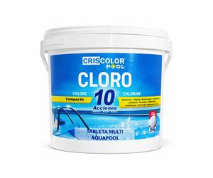 Cloro Multifunción Criscolor 5 y 10 Acciones en Pastillas para Piscina Tabletas Compactas con Alguicida, Antical y Floculante